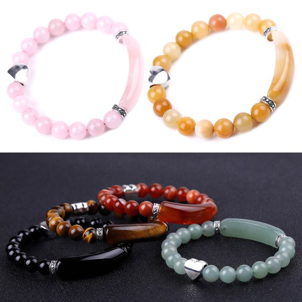 new trendy 8mm natural pink crystal agate bead strands bracelet silver heart charm jewelry for woman man lovers, Black
new trendy 8mm natural pink crystal agate bead strands bracelet silver heart charm jewelry for woman man lovers, Black