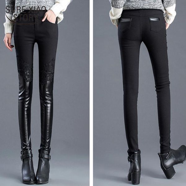 women's pants & capris women autumn winter elastic waist velvet pu leather spliced high warm slim cotton trousers lace pencil 7753 50, Black;white
women's pants & capris women autumn winter elastic waist velvet pu leather spliced high warm slim cotton trousers lace pencil 7753 50, Black;white