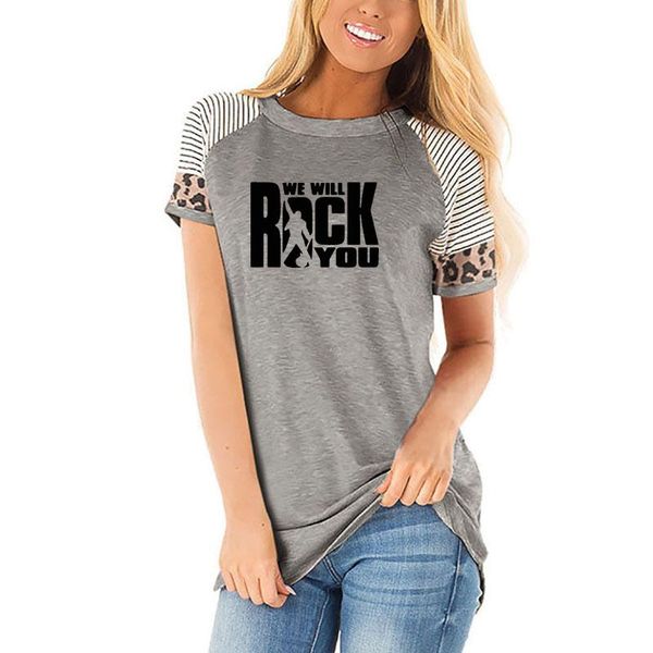 we will rock you graphic print leopard t-shirt for female music lover gift short sleeve splice women plus size women's, White
we will rock you graphic print leopard t-shirt for female music lover gift short sleeve splice women plus size women's, White