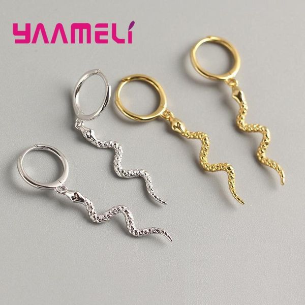 trendy 925 sterling silver snake shape pendant earrings gold color plated hoops jewelry gifts for women girl hoop & huggie, Golden;silver
trendy 925 sterling silver snake shape pendant earrings gold color plated hoops jewelry gifts for women girl hoop & huggie, Golden;silver