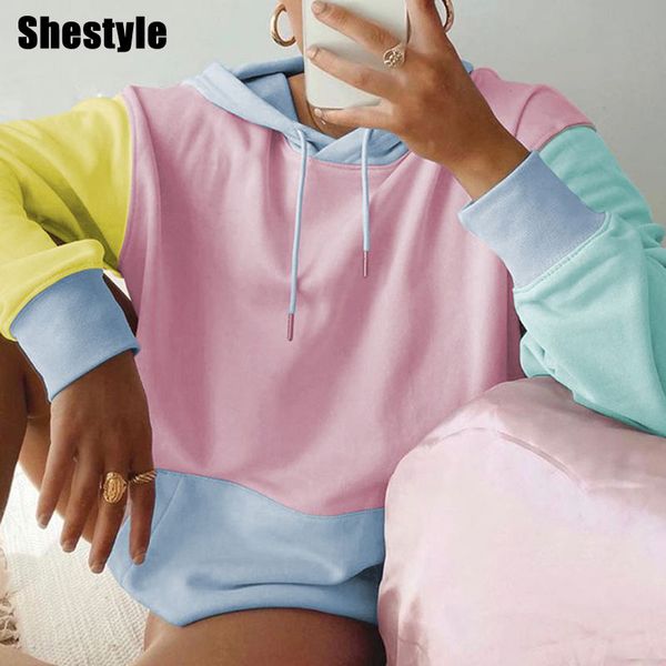 shestyle macaron spliced hooded hoodies women casual loose high street panelled pockets pink blue new-found sweatshirts by, Black;white
shestyle macaron spliced hooded hoodies women casual loose high street panelled pockets pink blue new-found sweatshirts by, Black;white