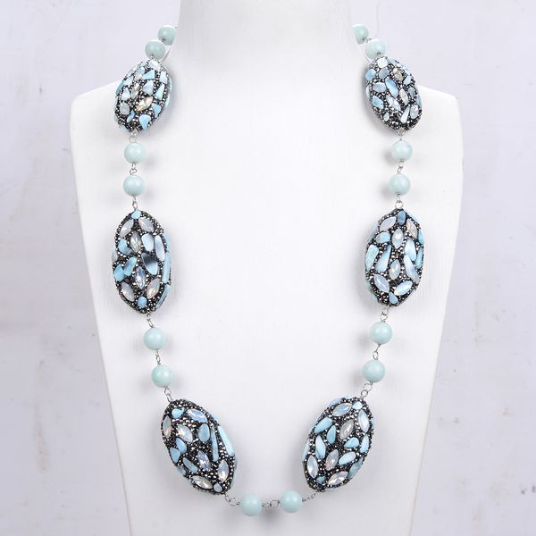 guaiguai jewelry natural blue larimars crystal nugget amazonites necklace handmade for women real gems stone lady fashion jewellery, Silver
guaiguai jewelry natural blue larimars crystal nugget amazonites necklace handmade for women real gems stone lady fashion jewellery, Silver