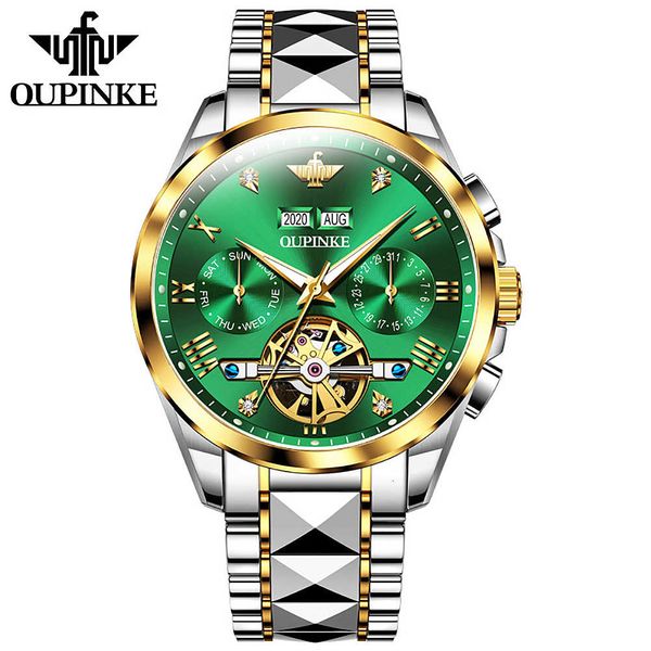 swiss brand oupinke luxe automatic men sapphire self winding tungsten steel sport tourbillon mechanical watches, Slivery;brown
swiss brand oupinke luxe automatic men sapphire self winding tungsten steel sport tourbillon mechanical watches, Slivery;brown