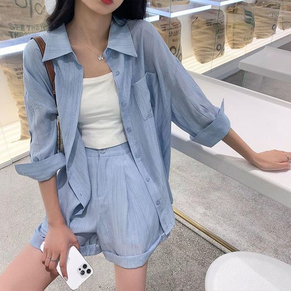 women's tracksuits temperament shirt shorts piece suit summer french high waist wide leg pants sunscreen, Gray
women's tracksuits temperament shirt shorts piece suit summer french high waist wide leg pants sunscreen, Gray