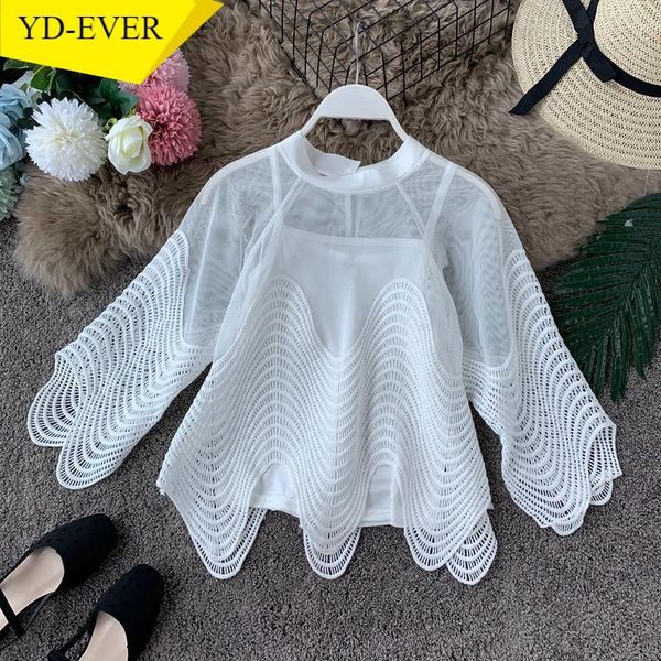 women's blouses & shirts hollow-out lace shirt half flare sleeve women blouse 2021 wave o-neck korean spring autumn femme blusas 53301, White
women's blouses & shirts hollow-out lace shirt half flare sleeve women blouse 2021 wave o-neck korean spring autumn femme blusas 53301, White