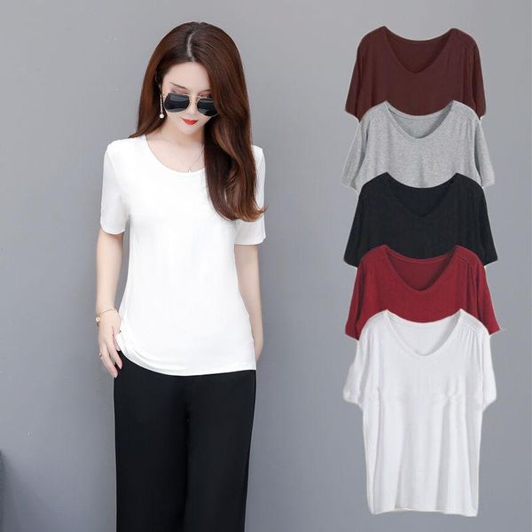 women's t-shirt 2021 summer women loose o neck short sleeve modal bottoming female solid color basic plus size tee shirts s91, White
women's t-shirt 2021 summer women loose o neck short sleeve modal bottoming female solid color basic plus size tee shirts s91, White