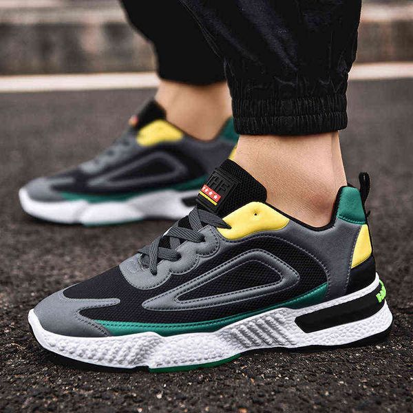 autumn 2021 men's shoes trend breathable running fashion casual sports thick soled dad, Black;white