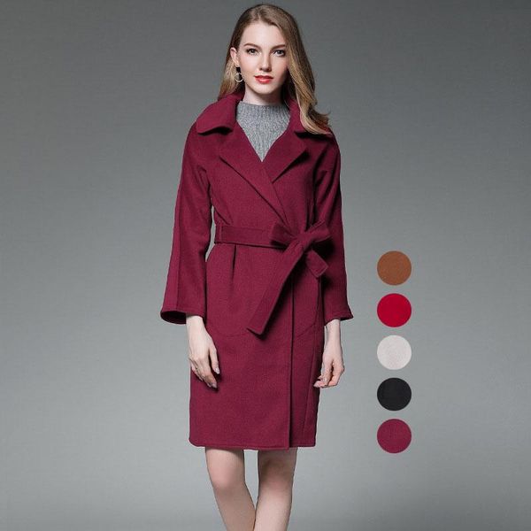 women's wool & blends 2021 autumn winter coat women turn down collar belt slim woolen coats, Black
women's wool & blends 2021 autumn winter coat women turn down collar belt slim woolen coats, Black