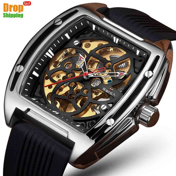 2021 watch men luxury mechanical automatic chronograph square large dial hollow waterproof new mens fashion es, Slivery;brown
2021 watch men luxury mechanical automatic chronograph square large dial hollow waterproof new mens fashion es, Slivery;brown