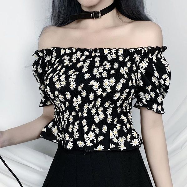 black daisy print women short blouse 2021 lady slash neck puff sleeve gothic shirt punk sweet off shoulder hipster pleated women's blou, White
black daisy print women short blouse 2021 lady slash neck puff sleeve gothic shirt punk sweet off shoulder hipster pleated women's blou, White