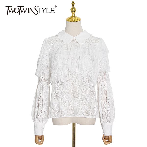 twotwinstyle lace up bowknot lace shirt for women lapel long sleeve elegant blouse female fashion clothing autumn 210517, White
twotwinstyle lace up bowknot lace shirt for women lapel long sleeve elegant blouse female fashion clothing autumn 210517, White