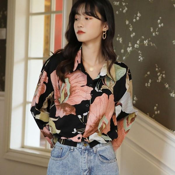 korean blouse retro print lapel loose turn down colla all-match chiffon long sleeve shirt women's blouses & shirts, White
korean blouse retro print lapel loose turn down colla all-match chiffon long sleeve shirt women's blouses & shirts, White