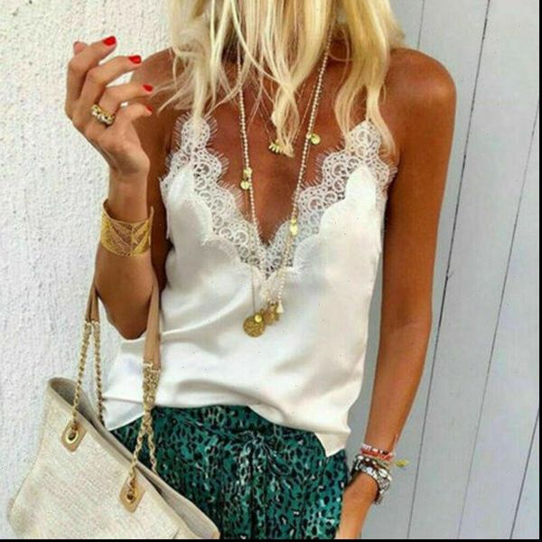 women tanks camis satin silk v neck lace strap summer vest camisole crop tank casual shirt sleeveless, White
women tanks camis satin silk v neck lace strap summer vest camisole crop tank casual shirt sleeveless, White