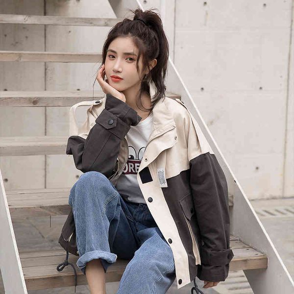 women's trench coats jacket short super big spring and casual fall loose sports clothes fashion youth clothing harajuku outer garments, Tan;black
women's trench coats jacket short super big spring and casual fall loose sports clothes fashion youth clothing harajuku outer garments, Tan;black