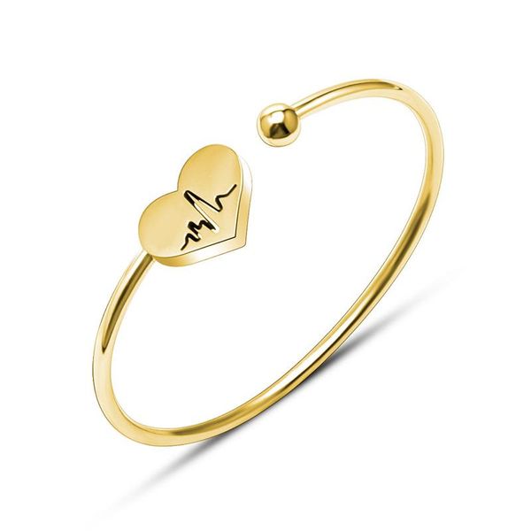 bangle korean style heartbeat heart cuff bracelets female retro jewelry fashion gold color stainless steel open bangles adjustable size, Black
bangle korean style heartbeat heart cuff bracelets female retro jewelry fashion gold color stainless steel open bangles adjustable size, Black
