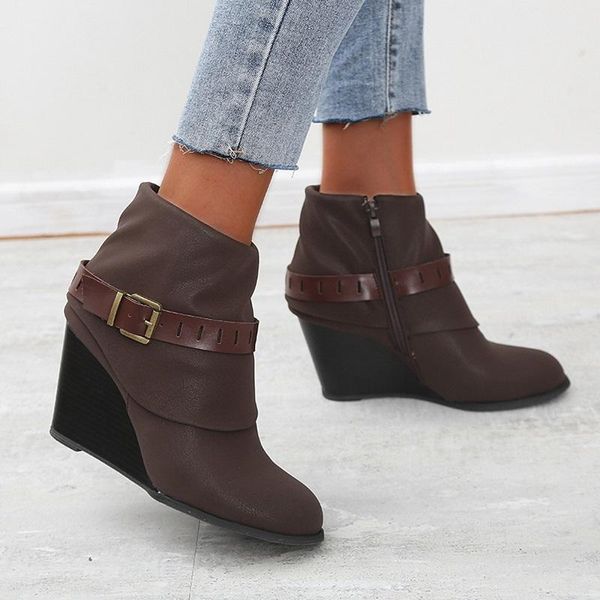 boots winter ankle women high heels wedges warm ladies shoes botas mujer pu leather platform buckle strap punk, Black
boots winter ankle women high heels wedges warm ladies shoes botas mujer pu leather platform buckle strap punk, Black