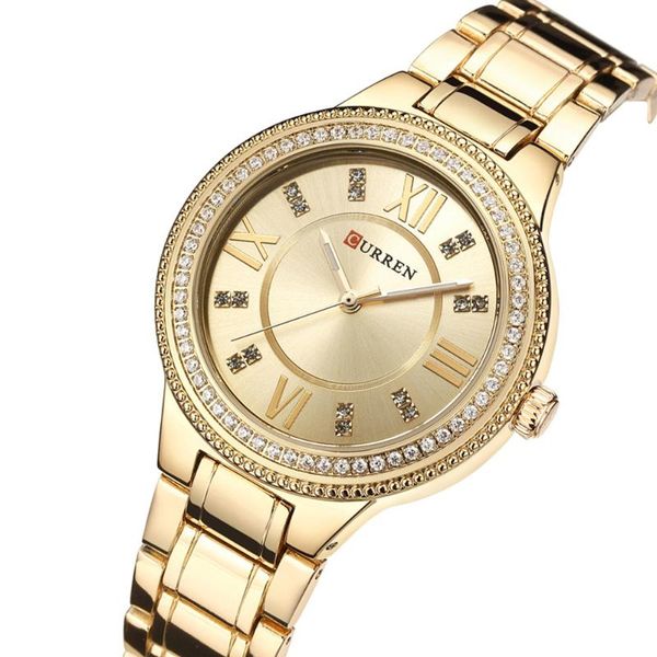 wristwatches iced out diamond watch women curren women's quartz watches gold stainless steel ladies dress female clock, Slivery;brown
wristwatches iced out diamond watch women curren women's quartz watches gold stainless steel ladies dress female clock, Slivery;brown