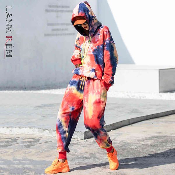 spring hooded collar contrast color tie dye loose multi sweatshirt+long pants two piece suit for women 2a3075 210507, White
spring hooded collar contrast color tie dye loose multi sweatshirt+long pants two piece suit for women 2a3075 210507, White