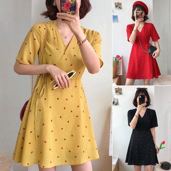 women lace up short sleeve dresses floral print v-neck summer dress high waist casual, Black;gray
women lace up short sleeve dresses floral print v-neck summer dress high waist casual, Black;gray