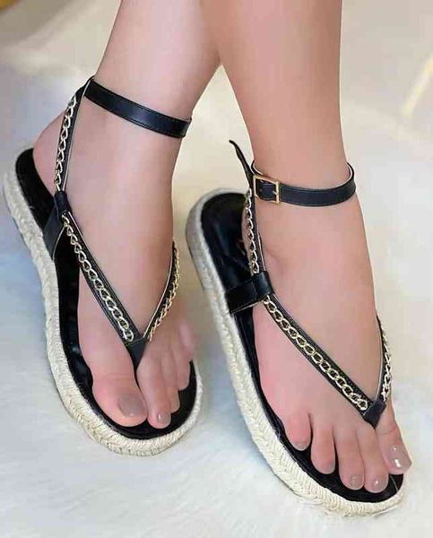 2022 summer thick soled hemp rope clip toe sandals women's large grass woven metal chain roman sandals, Black
2022 summer thick soled hemp rope clip toe sandals women's large grass woven metal chain roman sandals, Black