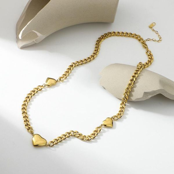 chains heart gold plated titanium stainless steel necklace for women's jewelry cuban link chain choker female accessories friend gift, Silver
chains heart gold plated titanium stainless steel necklace for women's jewelry cuban link chain choker female accessories friend gift, Silver