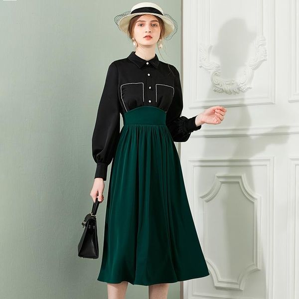 casual dresses jsxdhk 2021 autumn winter beading midi dress vintage women black green patchwork diamonds button high waist shirt collar, Black;gray
casual dresses jsxdhk 2021 autumn winter beading midi dress vintage women black green patchwork diamonds button high waist shirt collar, Black;gray