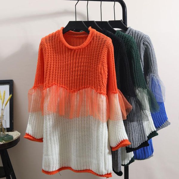 women's sweaters o-neck loose long sleeve sweater women sweet mesh contrast color patchwork knit pullover casual chic pull femme, White;black
women's sweaters o-neck loose long sleeve sweater women sweet mesh contrast color patchwork knit pullover casual chic pull femme, White;black