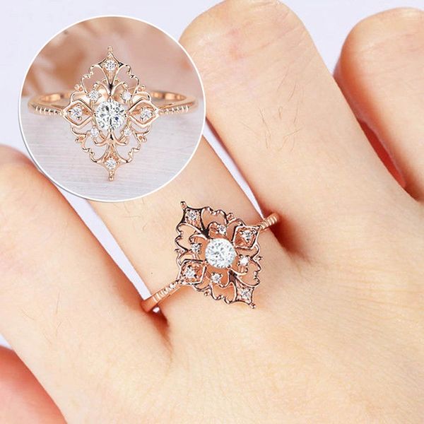 18k plated diamond through flower ring, women's 925 sier jewelry, Silver 
18k plated diamond through flower ring, women's 925 sier jewelry, Silver