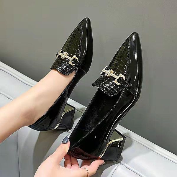 dress shoes spring autumn single british leather shallow mouth mid-heel pointed thick heel women sapatos femininos, Black
dress shoes spring autumn single british leather shallow mouth mid-heel pointed thick heel women sapatos femininos, Black