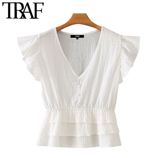 traf women sweet fashion ruffles pleated blouses vintage v neck short sleeve female shirts blusas chic 210719, White
traf women sweet fashion ruffles pleated blouses vintage v neck short sleeve female shirts blusas chic 210719, White