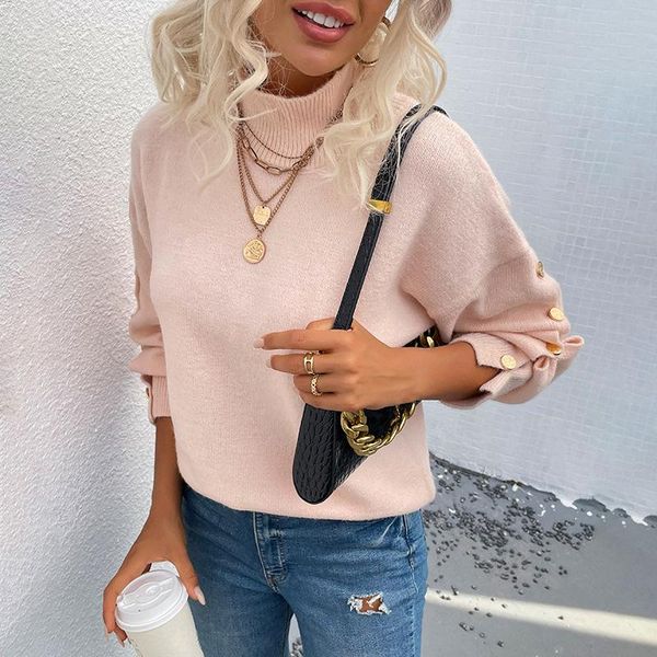 women's sweaters sweater autumn and winter turtleneck sleeve button, White;black
women's sweaters sweater autumn and winter turtleneck sleeve button, White;black