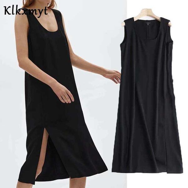 klkxmyt za dress women fashion black simple solid midi dresses summer sleeveless wide shoulder strap hem split fork vestido 210527, Black;gray
klkxmyt za dress women fashion black simple solid midi dresses summer sleeveless wide shoulder strap hem split fork vestido 210527, Black;gray