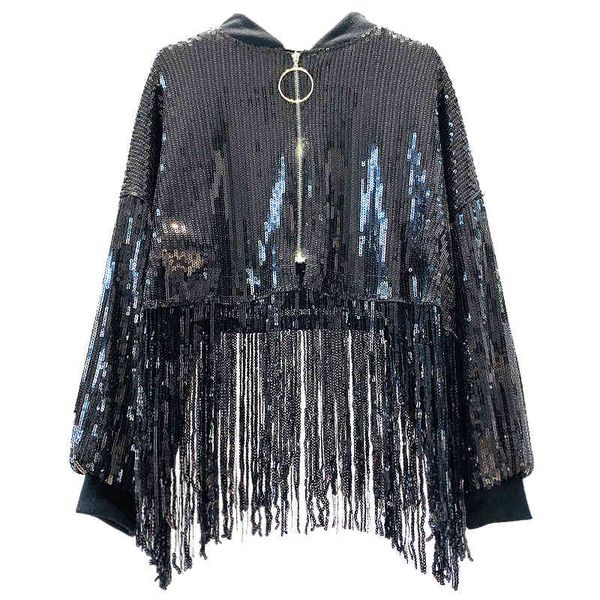 women black gold silver red blue green sequined tassel thin jacket zipper long sleeve baseball uniform c0473 210514, Black;brown
women black gold silver red blue green sequined tassel thin jacket zipper long sleeve baseball uniform c0473 210514, Black;brown