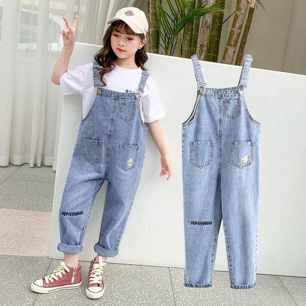 jumpsuits summer girls overalls pants daisy embroidery jeans for teenage school children denim suspenders clothes, Blue
jumpsuits summer girls overalls pants daisy embroidery jeans for teenage school children denim suspenders clothes, Blue
