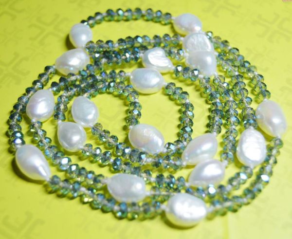 earrings & necklace beautiful natural 9-10mm baroque white pearl 4mm multi-colored crystal beads 35" earring set, Silver
earrings & necklace beautiful natural 9-10mm baroque white pearl 4mm multi-colored crystal beads 35" earring set, Silver