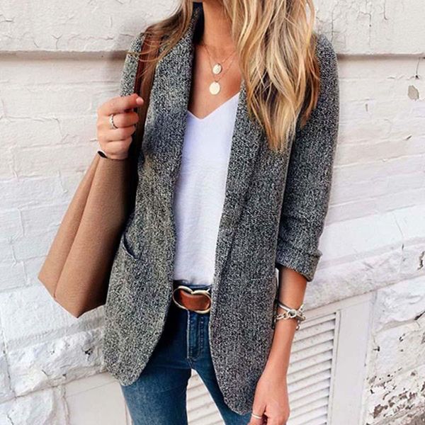 women's suits & blazers female blazer women 2021 slim long sleeve jacket for pocket casual autumn and jackets coat, White;black
women's suits & blazers female blazer women 2021 slim long sleeve jacket for pocket casual autumn and jackets coat, White;black