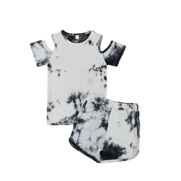 tied-dye ribbed hollow short sleeves t-shirt + elastic-waist shorts for small girls clothing sets, White
tied-dye ribbed hollow short sleeves t-shirt + elastic-waist shorts for small girls clothing sets, White