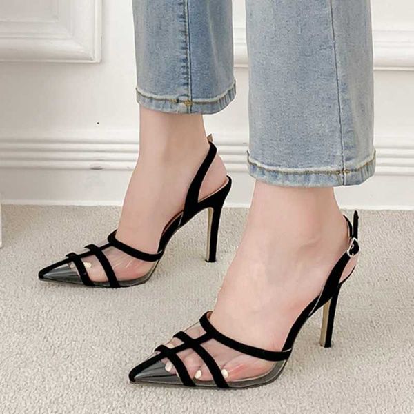 sandals buckle strap pumps shoes for women closed stiletto high heels slingback summer clear, Black
sandals buckle strap pumps shoes for women closed stiletto high heels slingback summer clear, Black