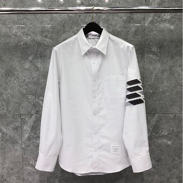 shirt fashion tb thom brand shirts men slim white striped long sleeve casual shirt turn down collar oxford solid men's clothing, White;black
shirt fashion tb thom brand shirts men slim white striped long sleeve casual shirt turn down collar oxford solid men's clothing, White;black