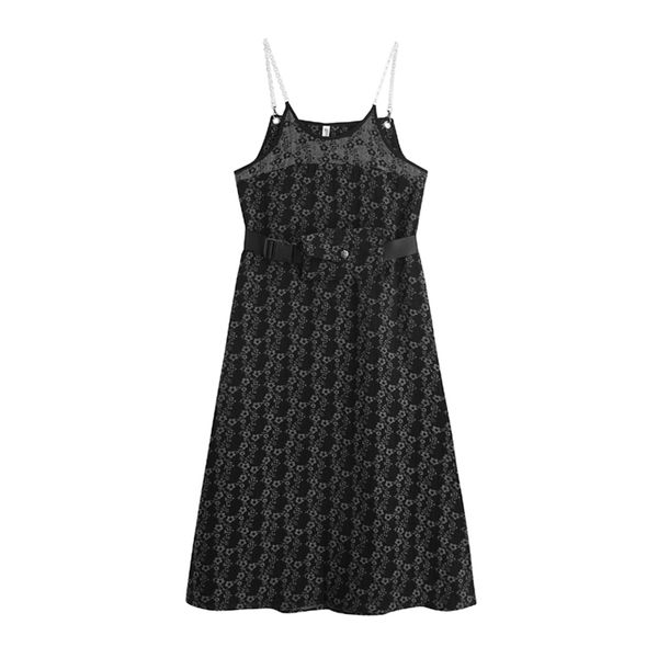 black floral print v neck strap fit and flare midi dress mid calf summer empire wristlets d1652 210514, Black;gray
black floral print v neck strap fit and flare midi dress mid calf summer empire wristlets d1652 210514, Black;gray