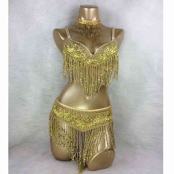 women's dance set carnival costume beaded dancing clothes night bellydance chain bra belt 3pcs, Silver
women's dance set carnival costume beaded dancing clothes night bellydance chain bra belt 3pcs, Silver