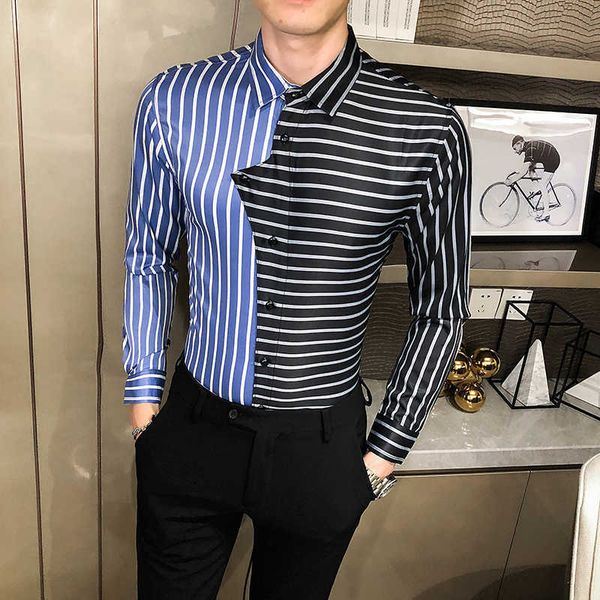 fashion casual shirt men slim fit splicing striped shirt long sleeve social party dress shirts streetwear chemise homme 210527, White;black
fashion casual shirt men slim fit splicing striped shirt long sleeve social party dress shirts streetwear chemise homme 210527, White;black