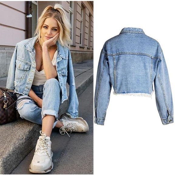 light blue denim jacket women casual brand design street fringrd brief gril elegant harajuku fashion women's jackets, Black;brown
light blue denim jacket women casual brand design street fringrd brief gril elegant harajuku fashion women's jackets, Black;brown