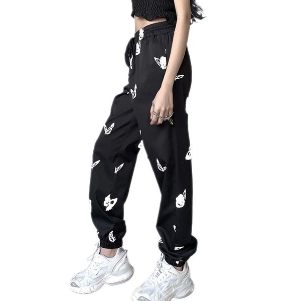 female pants butterfly print high waist fashion loose ankle banded women black trousers women's & capris, Black;white
female pants butterfly print high waist fashion loose ankle banded women black trousers women's & capris, Black;white