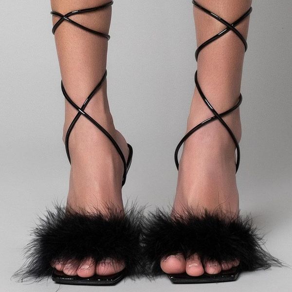 sandals lucyever faux fur cross strap rome women transparent stiletto high heels woman open toe ankle summer shoes, Black
sandals lucyever faux fur cross strap rome women transparent stiletto high heels woman open toe ankle summer shoes, Black