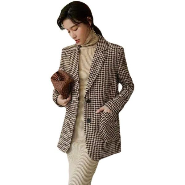 women's suits & blazers 2021 lattice small fragrance large loose temperament woolen suit thousand birds extra set female (with belt), White;black
women's suits & blazers 2021 lattice small fragrance large loose temperament woolen suit thousand birds extra set female (with belt), White;black