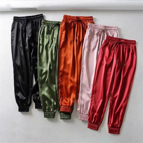women's pants & capris autumn black satin joggers women trousers high waist pink sweat green sweatpants winter 2021, Black;white
women's pants & capris autumn black satin joggers women trousers high waist pink sweat green sweatpants winter 2021, Black;white
