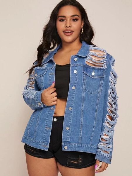 women's jackets plus size denim jacket fashion long-sleeved ripped jeans coat street casual hipster clothing xl-4xl, Black;brown
women's jackets plus size denim jacket fashion long-sleeved ripped jeans coat street casual hipster clothing xl-4xl, Black;brown