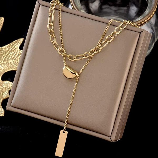 pendant necklaces meyrroyu stainless steel punk 2 layer heart necklace for women girl's chain 2021 trend party gift fashion jewelry, Silver
pendant necklaces meyrroyu stainless steel punk 2 layer heart necklace for women girl's chain 2021 trend party gift fashion jewelry, Silver