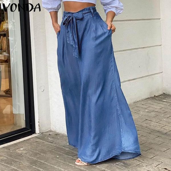 women's pants & capris vonda women long trousers fashion denim flare palazzo pantalon femme casual high waist wide leg overalls oversiz, Black;white
women's pants & capris vonda women long trousers fashion denim flare palazzo pantalon femme casual high waist wide leg overalls oversiz, Black;white